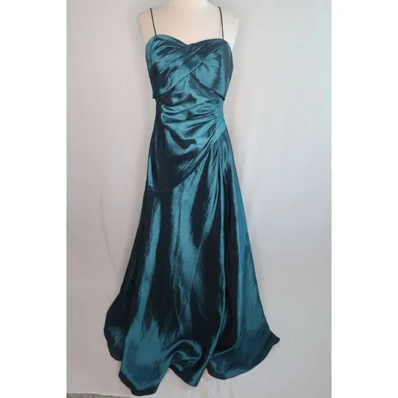 Alex Evenings | Dresses | Alex Evenings Green Metallic Ruched Fit Flare  Evening Cocktail Prom Dress Sz | Poshmark